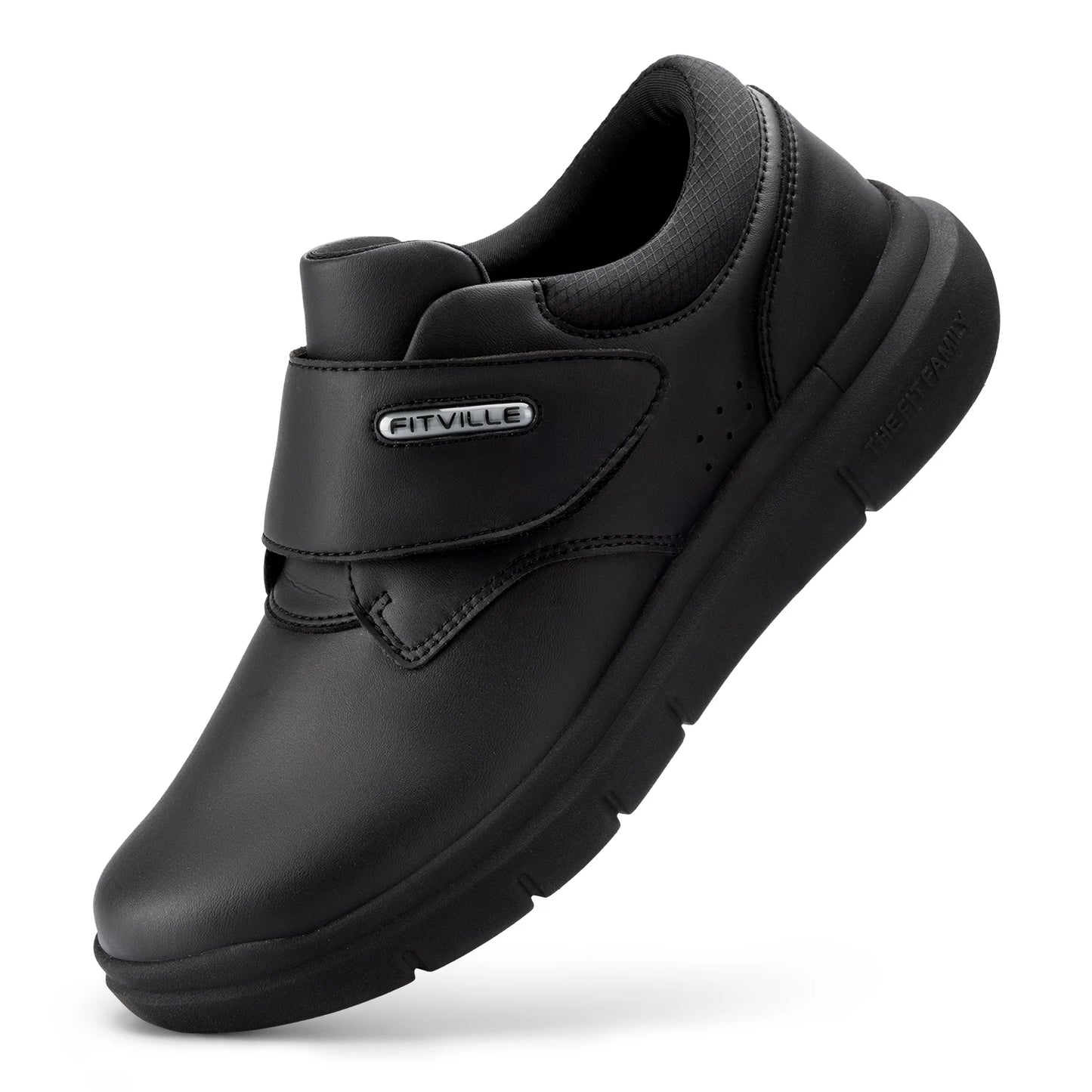 Extra Wide Men'S Shoes Leather Diabetic Walking Shoes For Elder Orthopedic Toes Swollen Feet Non-Slip With Arch Support