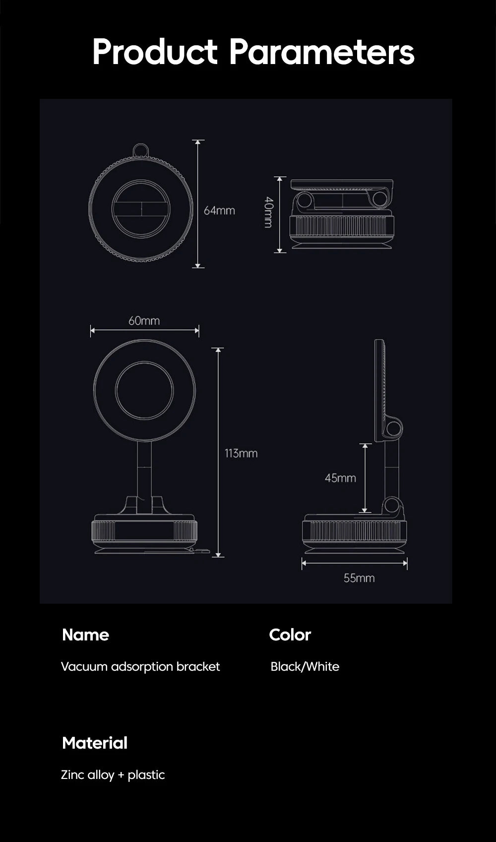 360° Rotation Car Dashboard Holder Magnetic Suction Cup Holder Foldable Kitchen Lazy Phone Bracket For iPhone Android Smartphone