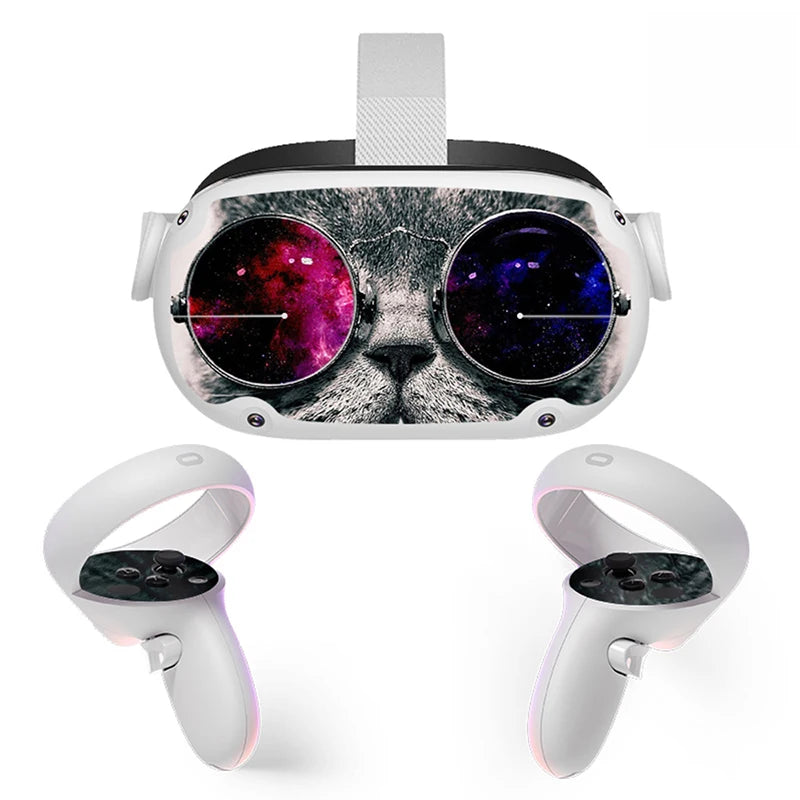 Sticker Vinyl Skin for Oculus Quest 2 VR Headset Controller PVC Decals Halloween Pattern Wrap Cover for Meta Quest2 Accessories
