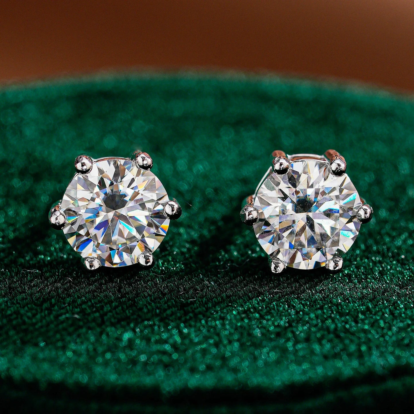 TY D Color Brilliant Round Cut Lab Moissanite Dia Stud Earrings For Women 925 Sterling Silver Plated Wedding Fine Jewelry Gift