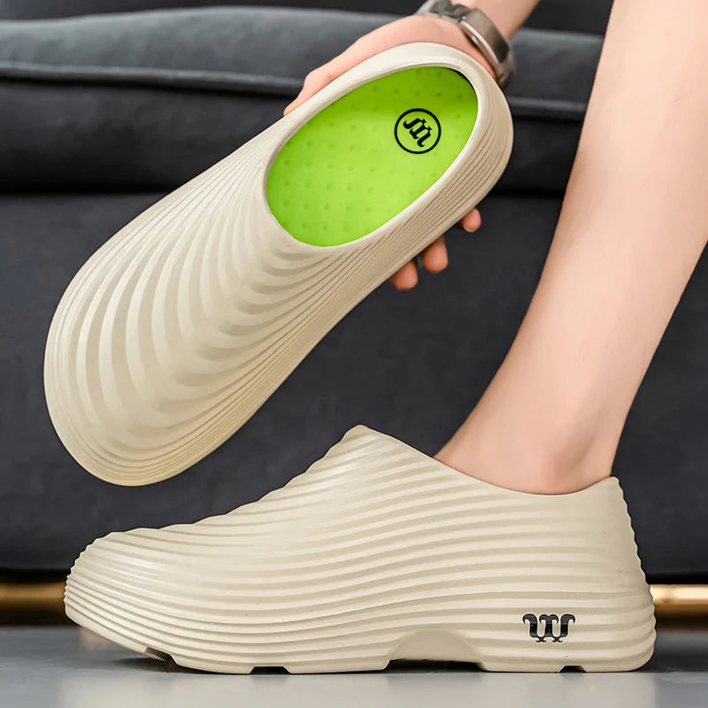 Waterproof Rubber Sandals Soft Comfort Kitchen Chef Shoes for Men Summer Beach Shoes Yacht Outdoor Casual Camping River Creek