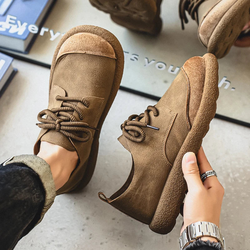 Men's Casual Shoes Comfortable Retro Men's Leather Casual Shoes Men's Fashion Retro Flat Boots for Men Shoes