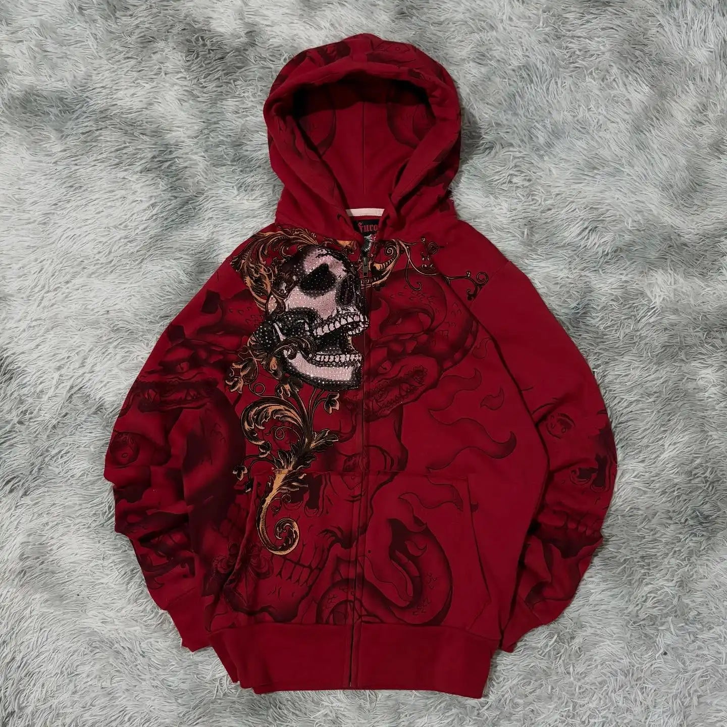American New Fashion Oversized Print Zipper Hoodie Women Y2K Gothic Harajuku Hip-hop Popular Casual Joker Hoodies Tops