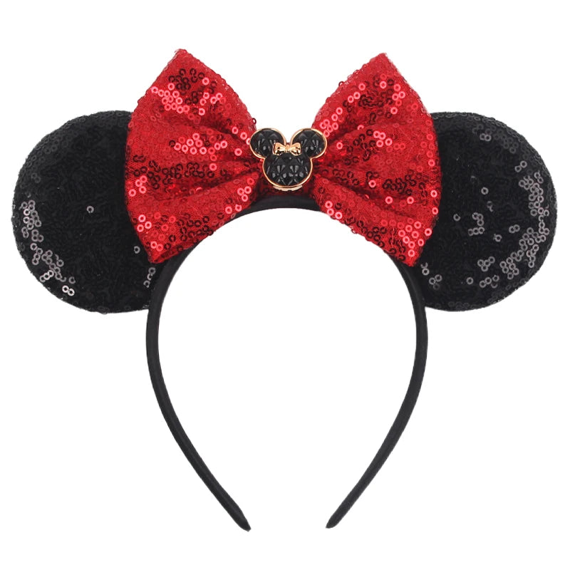 2025 New Halloween Mickey Mouse Ears Headbands Sequins Hair Bow Women Festival Party Cosplay Hairband Gift Kids Hair Accessories