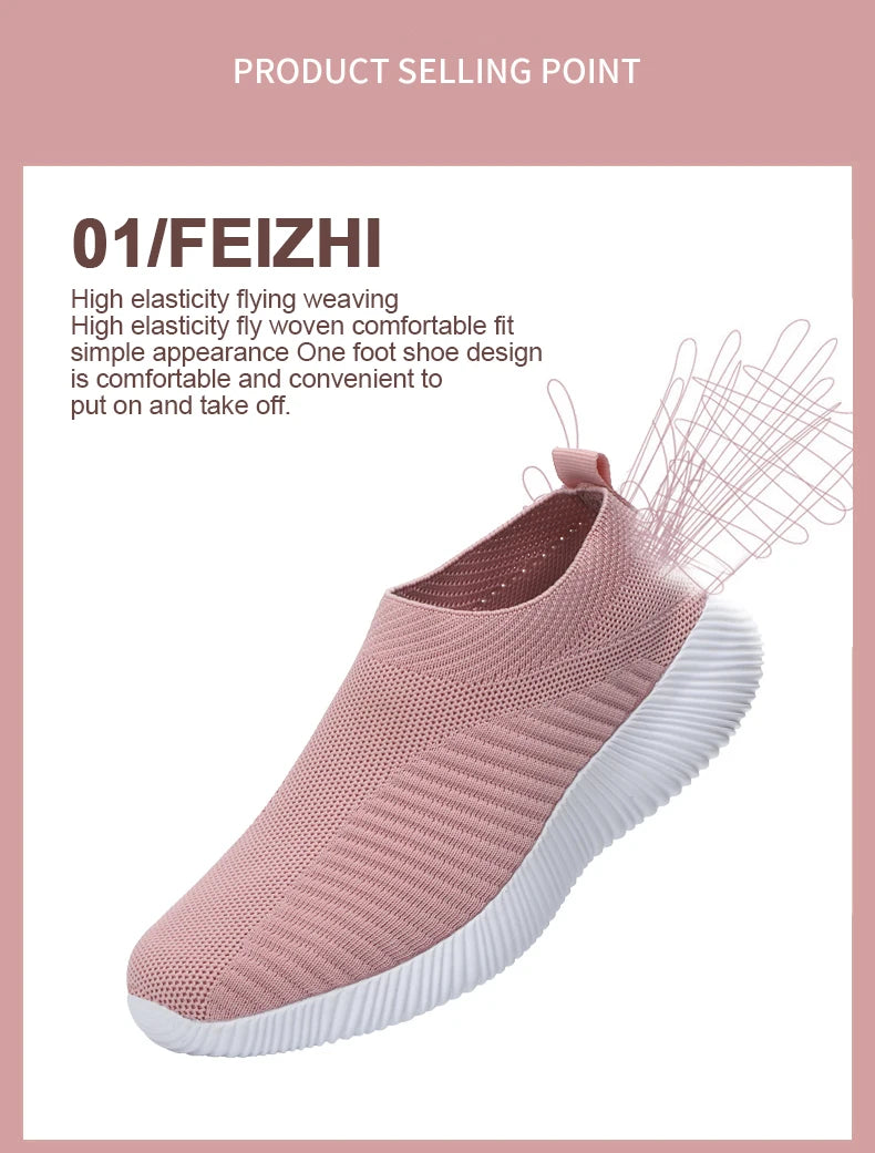 New Pink Women Shoes Soft Sneakers Lightweight And Comfortable Women Slip On Lazy Loafers Walking Shoes For Women Size 36-42