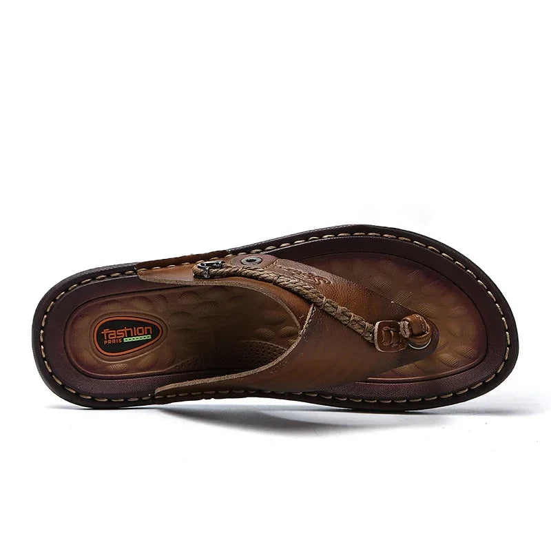 Men Handmade Braided Rope Flip-flops Mixed Colors Low Gang Summer Casual Outdoor Breathable Beach Shoes Non-slip Oxfords Slides