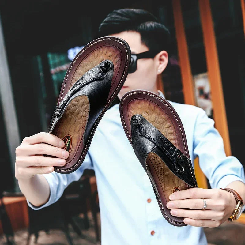 Men Handmade Braided Rope Flip-flops Mixed Colors Low Gang Summer Casual Outdoor Breathable Beach Shoes Non-slip Oxfords Slides