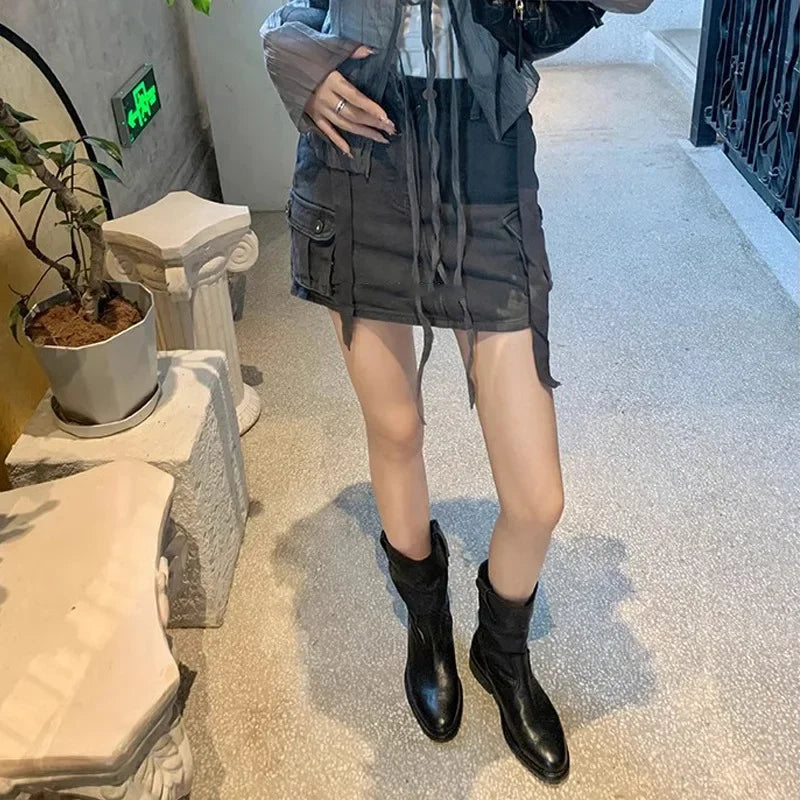 New Fashion Boots for Women Spring/Autumn Square Heel Female Mid-Calf Boots Ladies Slip-On Pointed Toe WESTERN Boots Women