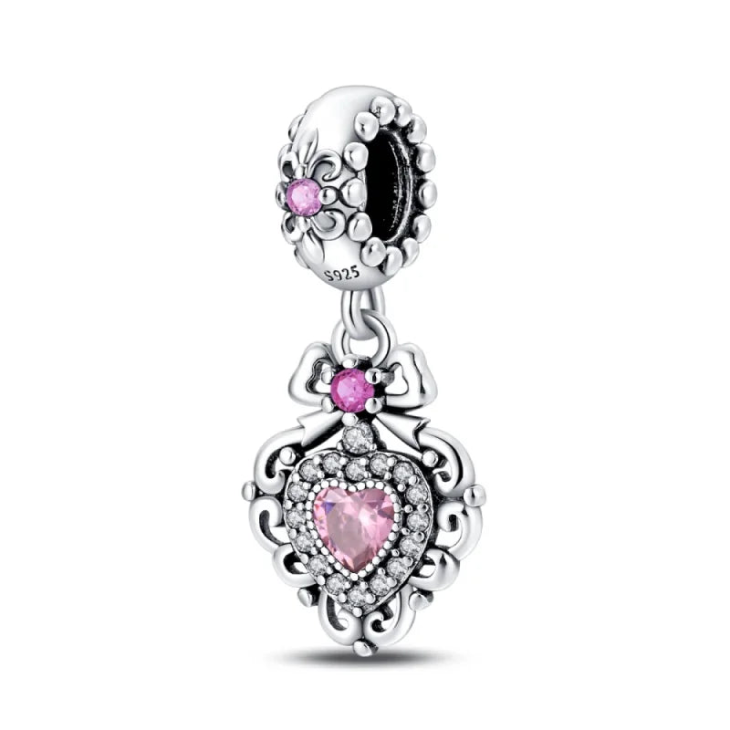 925 Sterling Silver Classic Retro Lotus Heart-Shaped Charms Beads Fit Original Pandach Bracelets Fine DIY Anniversary Jewelry