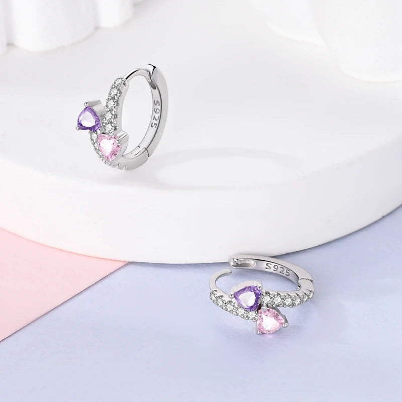 925 Sterling Silver Colored Zirconium Stars Hoop Earrings For Women Jewelry Anniversary WeddingMaking Jewelry Gift