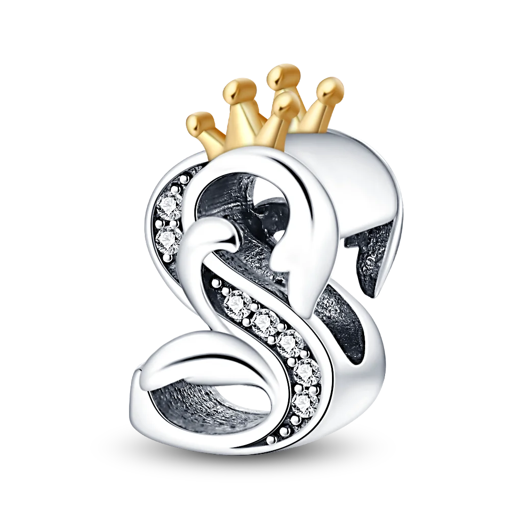 Fit Qikaola 925 Original Bracelets Charms Classic Crown 26 Letters Alphabet Charms Beads For Women Fine DIY Wedding Jewelry Gift
