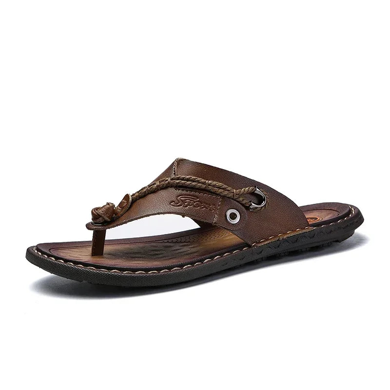 Men Handmade Braided Rope Flip-flops Mixed Colors Low Gang Summer Casual Outdoor Breathable Beach Shoes Non-slip Oxfords Slides