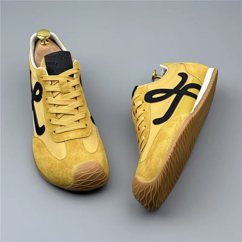 Mens Leather Shoes Fall Fashion Sneakers for Driving Walking Office, Comfortable Men Slip on Skate Flats Non Slip Youth Shoes