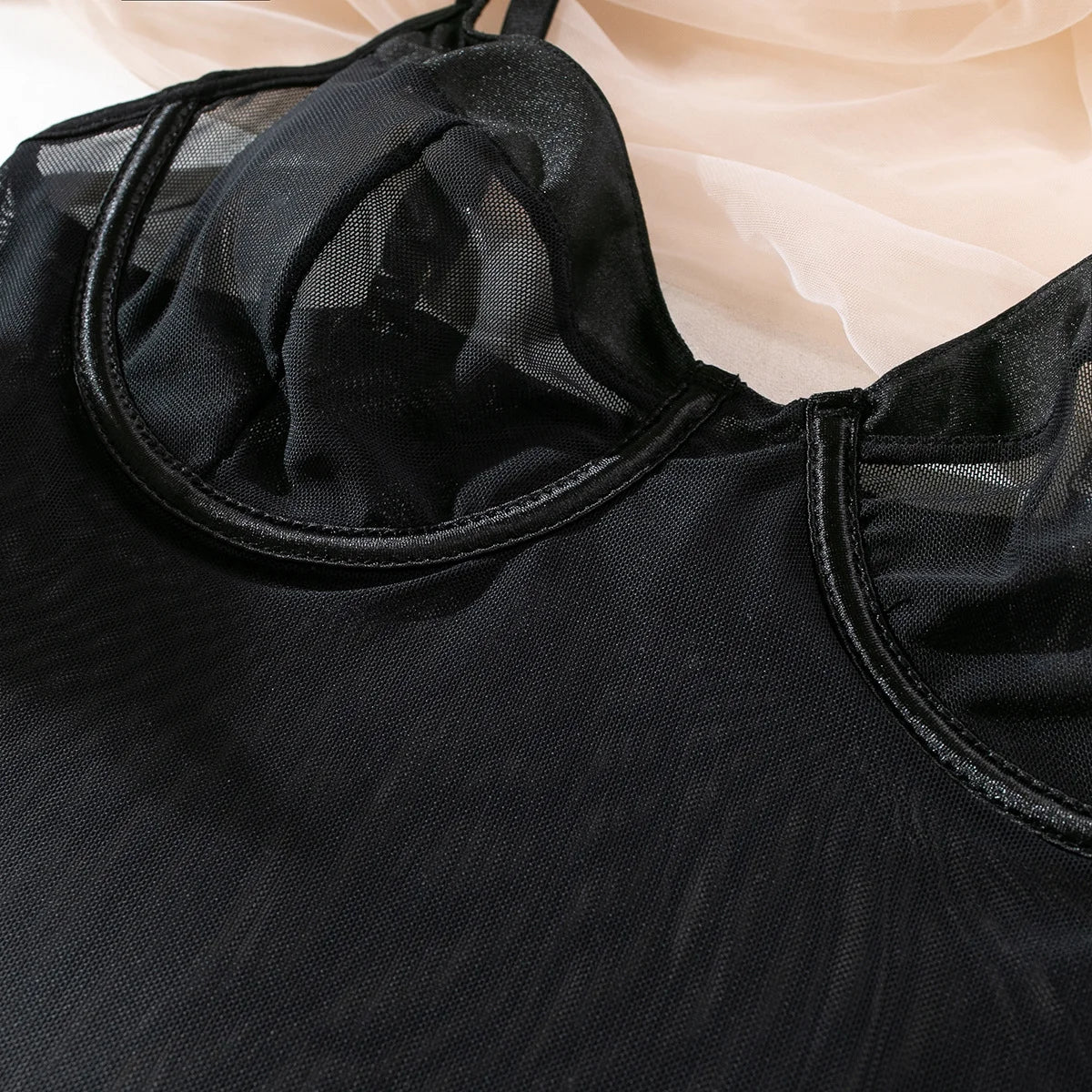 One-piece Bodysuit Women Black Transparent Mesh Patchwork Neck Garter Sexy Bodysuit with Gloves Clubwear Body Femme Jumpsuit