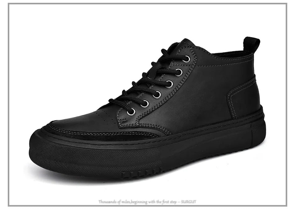 SURGUT Autumn Winter New Luxury Men's Leather Shoes Comfortable Oxford Fashion Walking Shoes Non-slip Rubber Sole Man Shoes