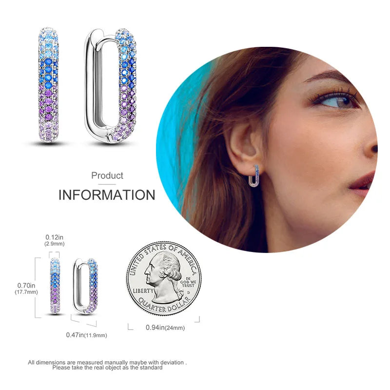 925 Silver Hoop Earrings For Woman Pendientes Zircon Heart Shape Star Eardrop Original Earring Fashion Jewelry