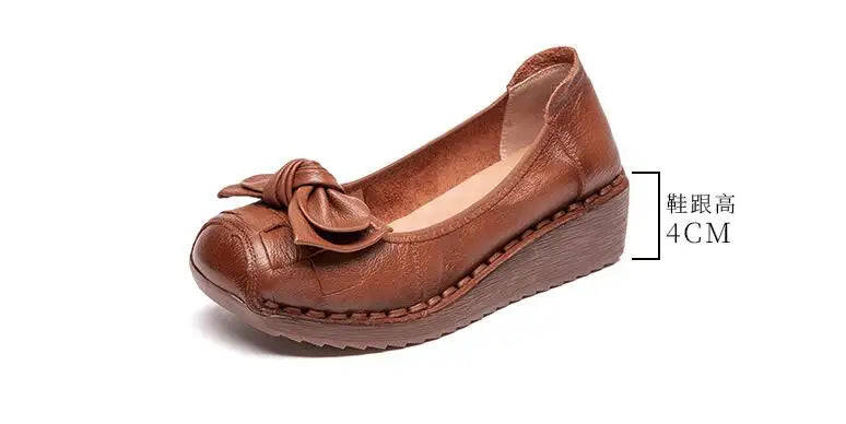 GKTINOO 4cm Weave Genuine Leather Flats Platform Wedge Loafer Women Oxfords Vintage Ethnic Summer Comfy Soft Soled Casual Shoes