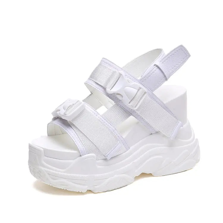 Fujin 12cm High Heeled Sandals Female Slides Shoes Thick Bottom Summer 2024 New Women's Shoes Wedge with Open Toe Platform Shoes