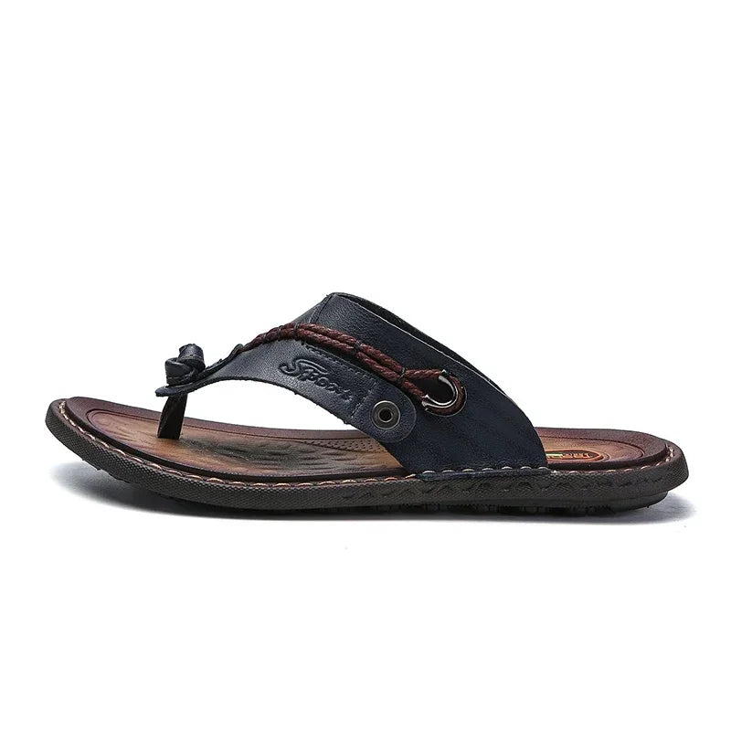 Men Handmade Braided Rope Flip-flops Mixed Colors Low Gang Summer Casual Outdoor Breathable Beach Shoes Non-slip Oxfords Slides