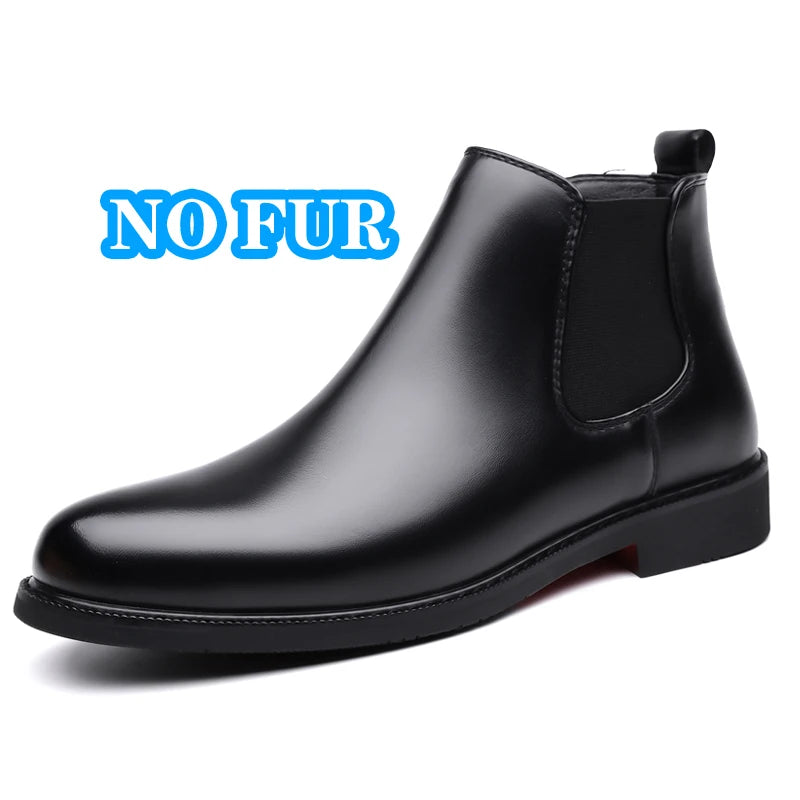 Casual Leather Mens Chelsea Boots Comfortable Male Business Shoes Fashion Men Ankle Boots Classic Outdoor Botas High Top Shoes