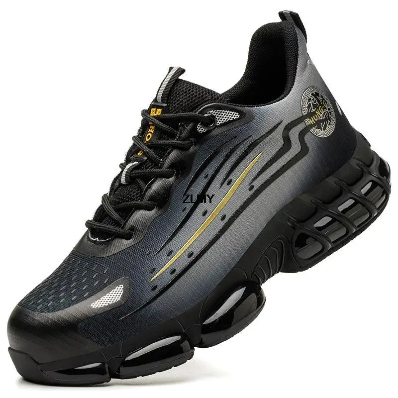Men Air Cushion Sport Safety Shoes Fashion Steel Toe Sneakers Anti-smash Anti-puncture Protective Shoes Man Safety Work Boots