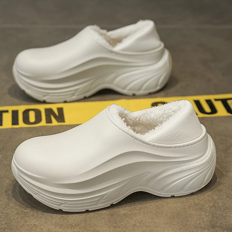 Unisex Home Slipper 2024 New Winter Waterproof EVA Slippers Plush Warm Lining Man House Warm Clogs High Quality Women Shoe