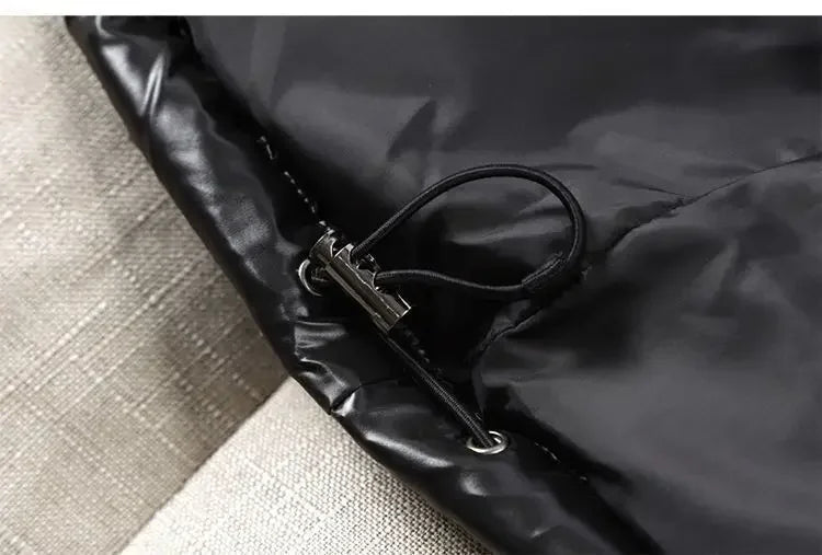 Mens Glossy Parka Casual White Duck Hooded Down Jacket Waterproof Windproof Ski Thick Warm Outwear Men Winter Fashion Shiny Coat