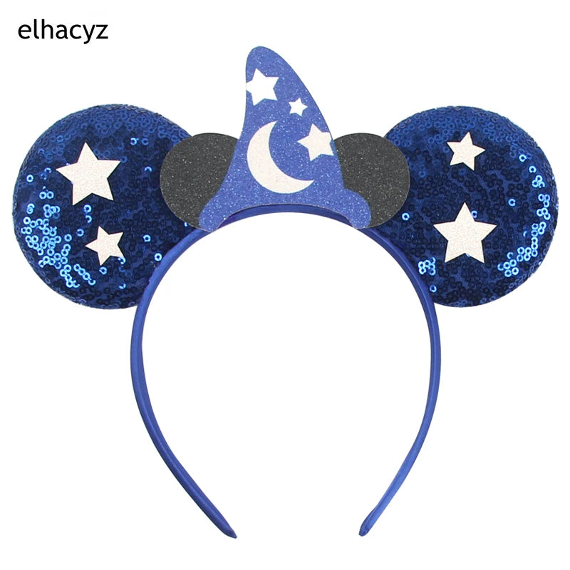 2025 New Halloween Mickey Mouse Ears Headbands Sequins Hair Bow Women Festival Party Cosplay Hairband Gift Kids Hair Accessories
