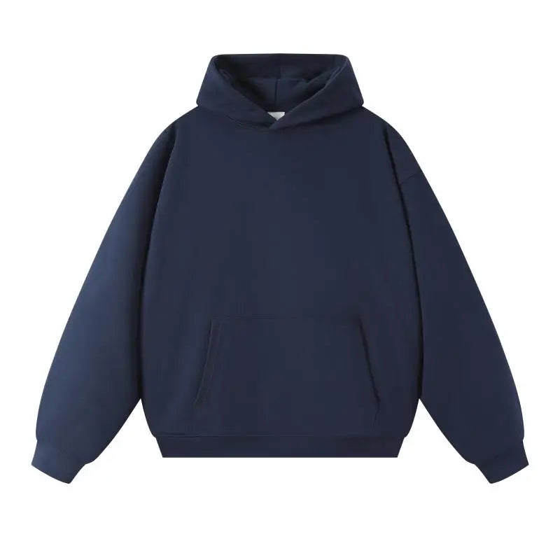 750g Terry Hooded Sweatshirt Autumn Winter Style Drop Shoulder Loose Trendy Pullover Hoodie Casual Solid Color Jacket Unisex
