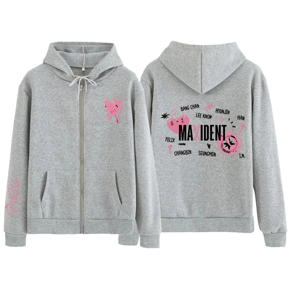 Kpop New Stray Kids Maxident Concert Same Style Hoodie Casual Hooded Sweatshirt