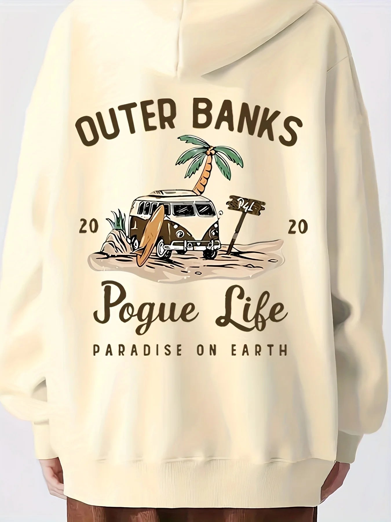Cozy Hoodie Women's Casual Hoodie Outer Banks Pogue Life Letter Print Beach Graphic Kangaroo Pocket Cozy Autumn Apparel Trendy