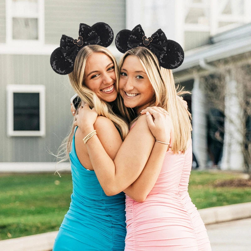 2025 New Halloween Mickey Mouse Ears Headbands Sequins Hair Bow Women Festival Party Cosplay Hairband Gift Kids Hair Accessories