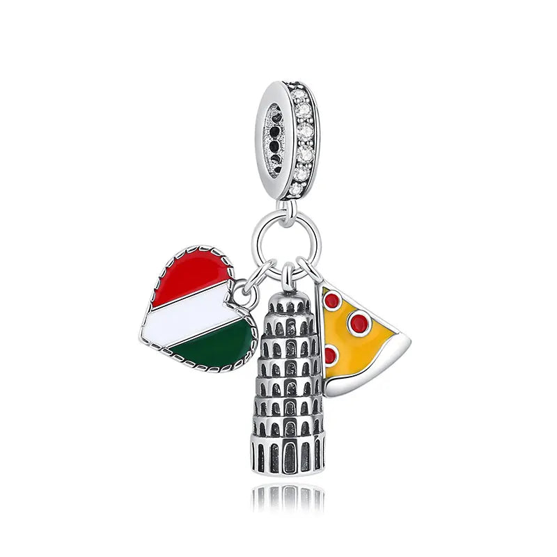 Original 925 Sterling Silver Charms Camera Suitcase London Bus Love Heart Beads Fit Bracelets Necklaces DIY Jewelry Women