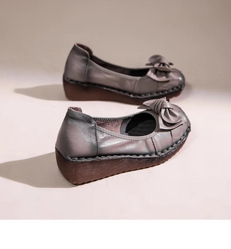 GKTINOO 4cm Weave Genuine Leather Flats Platform Wedge Loafer Women Oxfords Vintage Ethnic Summer Comfy Soft Soled Casual Shoes