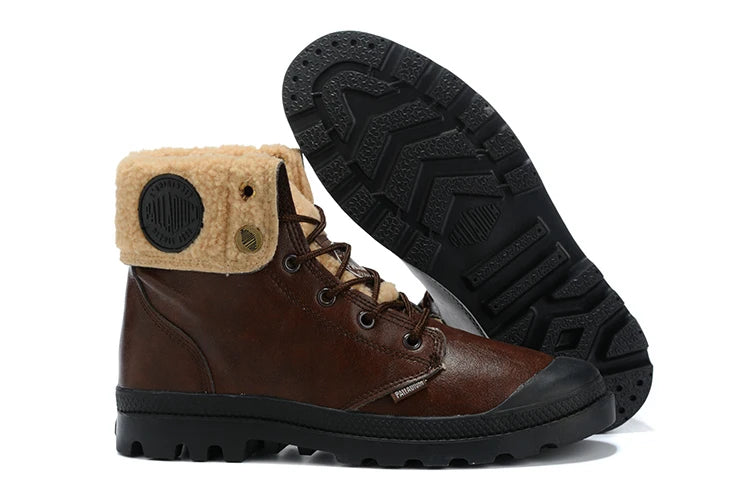 PALLADIUM Pampa 2025 Men Women Oil Wax Skin Lamb Wool Leather Ankle Boots Outdoor Dual Purpose Walking Shoes Desert Shoes