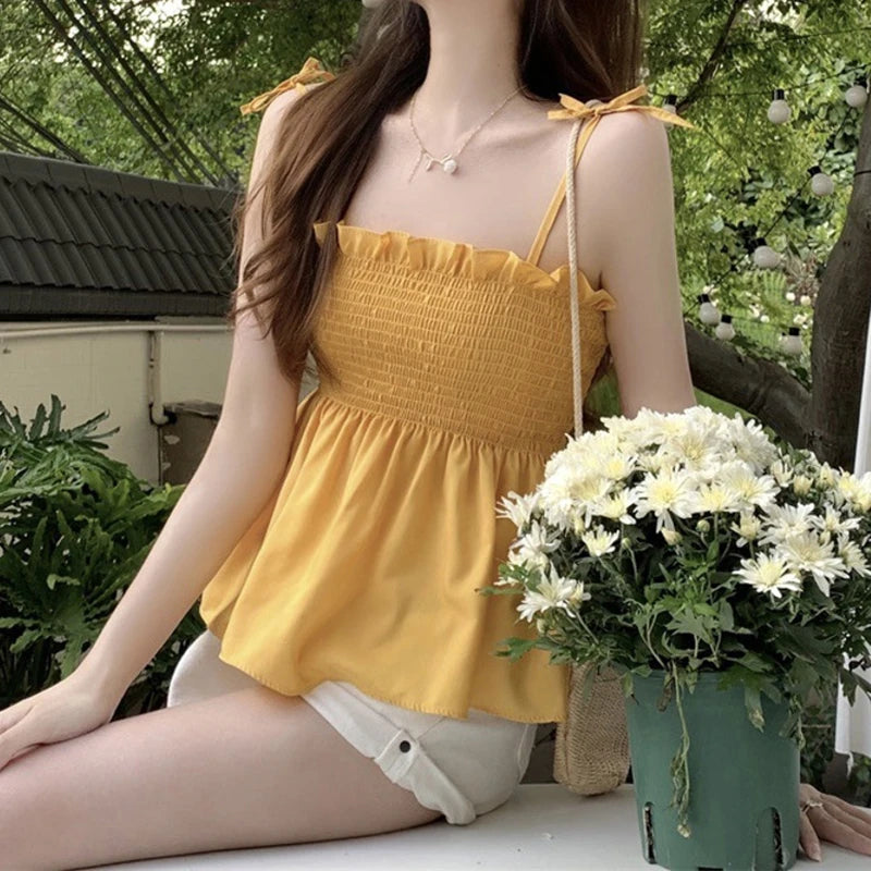 Women Elegant Top Solid Color Fashion Hotsweet Basics Backless Casual Y2k Camis Sexy Clothes