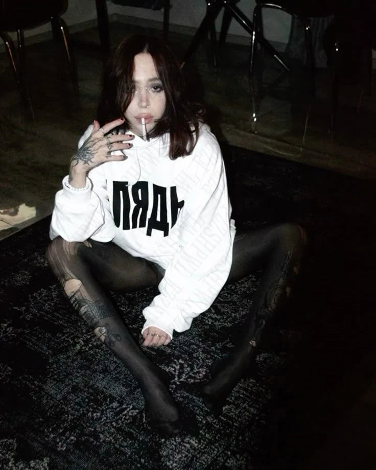 American retro fashion high street y2k harajuku diablo goth punk wind letter printing hooded fleece sets of 2025 new clothes emo
