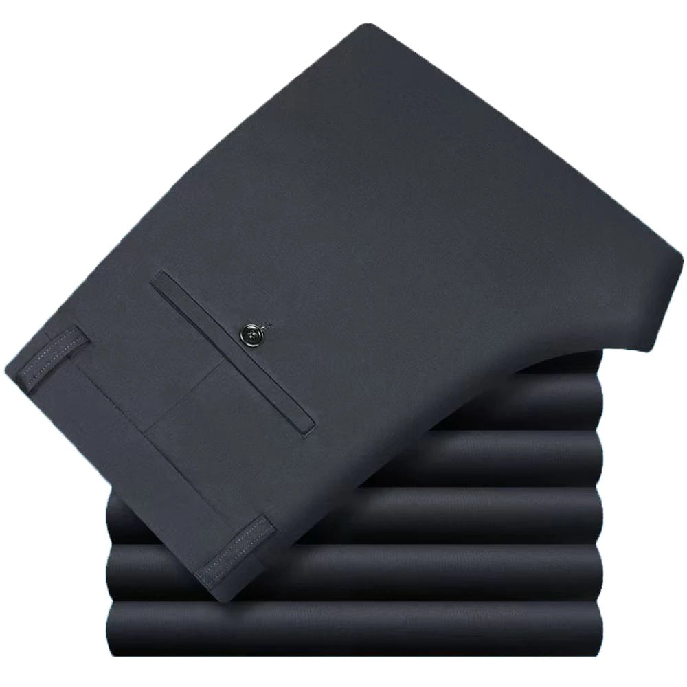 Male Pants Stretch Solid Black Smart Casual Men's Trousers Office Quick Dry Suit Pants New Spring Autumn Korean Straight Pants
