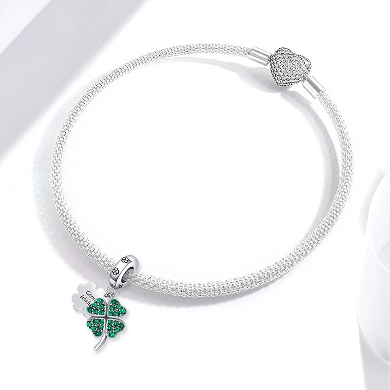 Fit Pan 925 Original Bracelets Love Heart Flower Four Leaf Clover Turtle 925 Silver Charms Beads DIY Birthday Jewelry Gift