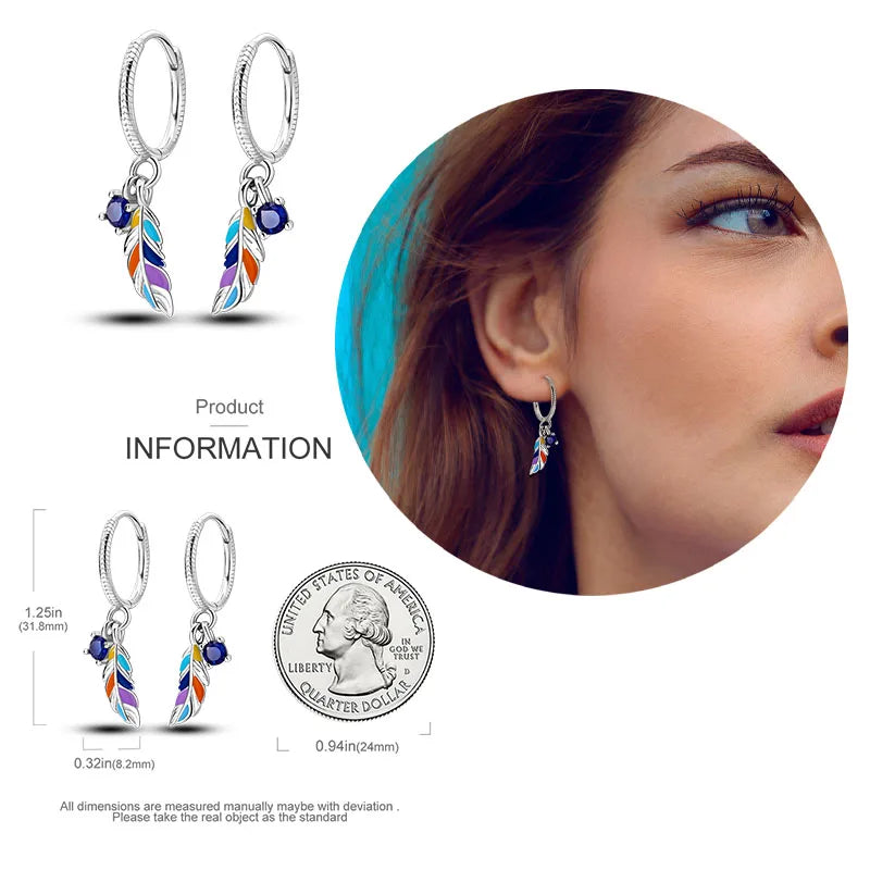 925 Silver Hoop Earrings For Woman Pendientes Zircon Heart Shape Star Eardrop Original Earring Fashion Jewelry