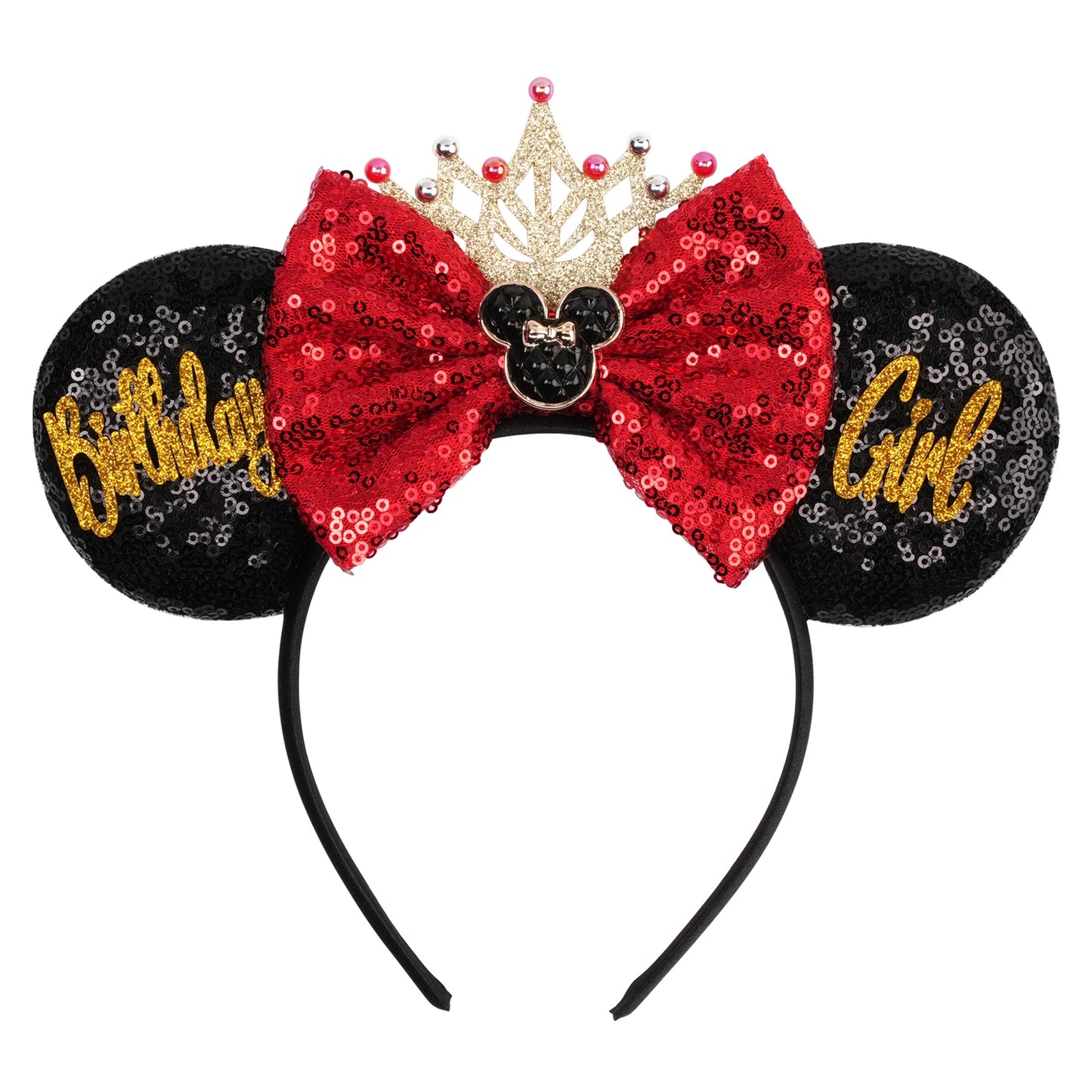 2025 New Halloween Mickey Mouse Ears Headbands Sequins Hair Bow Women Festival Party Cosplay Hairband Gift Kids Hair Accessories
