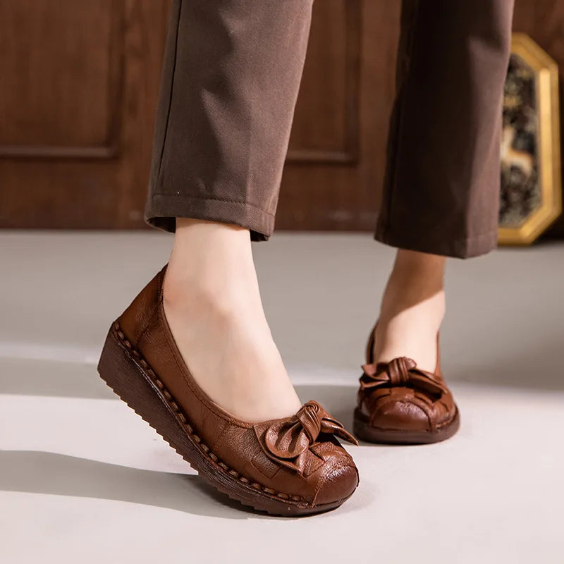 GKTINOO 4cm Weave Genuine Leather Flats Platform Wedge Loafer Women Oxfords Vintage Ethnic Summer Comfy Soft Soled Casual Shoes