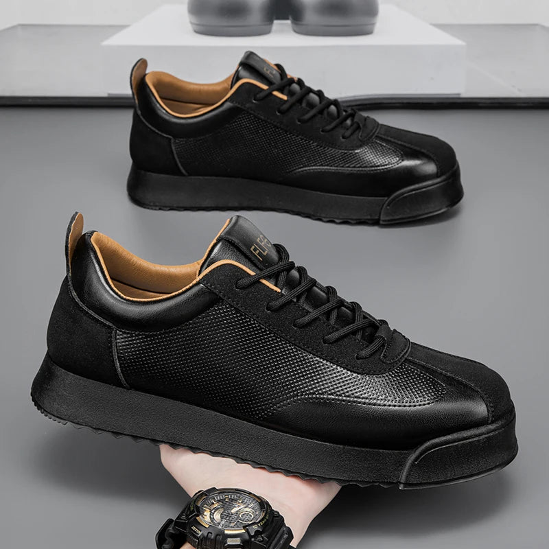 Luxury Fashion Men's Casual Shoes Leather Walking Sneakers Retro Platform Sport Shoes Comfortable Flats for Men Zapatos Hombre