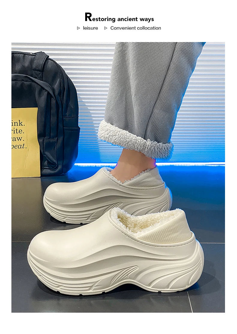 Unisex Home Slipper 2024 New Winter Waterproof EVA Slippers Plush Warm Lining Man House Warm Clogs High Quality Women Shoe