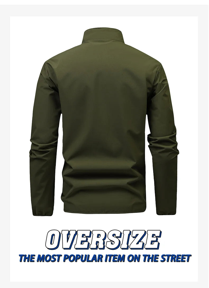 Outdoor Running Sports Jacket Mens Autumn New Casual Vertical Collar Loose Windproof Coat Hiking Fishing Zipper Baseball Jackets