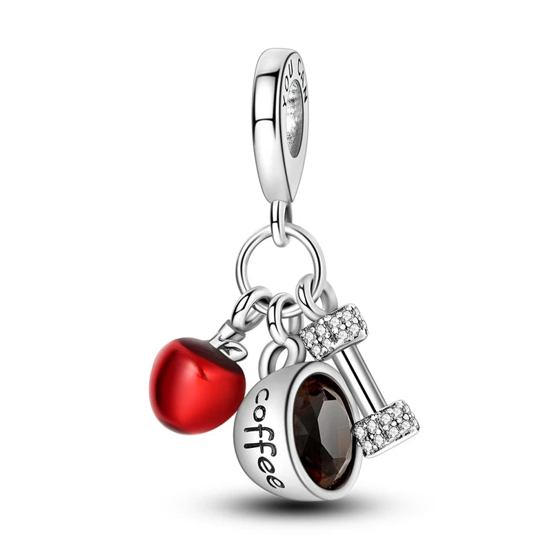 New Fireplace Snowman Sweater Sweet Romantic Christmas Winter Theme Charms Beads Fit Pan 925 Original Bracelets DIY Fine Jewelry