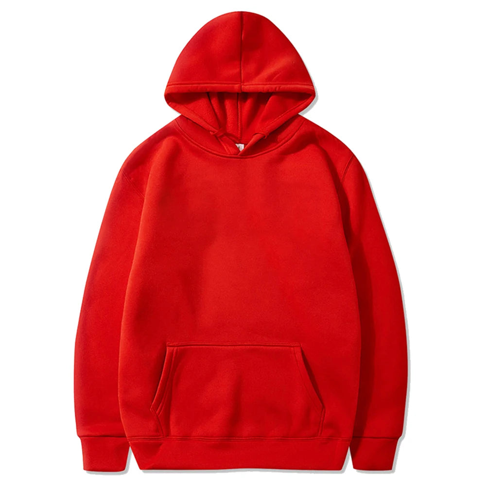 Spring Autumn Men Casual Hoodies Solid Color Fleece Warm Sweatshirts Oversize Male Tops Fashion Hoodie Pullover Multiple Colour