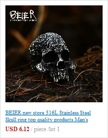 BEIER Wholesale Classic Garden Flower Skull Ring For Man Stainless Steel Man's Punk Style Jewelry BR8-071 US Size Halloween Gift