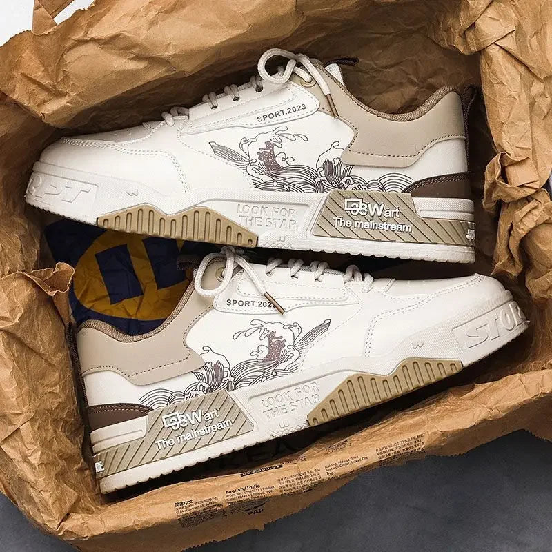Men's Casual Shoes 2025 Spring New Style Graffiti Breathable Sneakers High Quality Designer Men Platform Shoes Zapatillas Hombre
