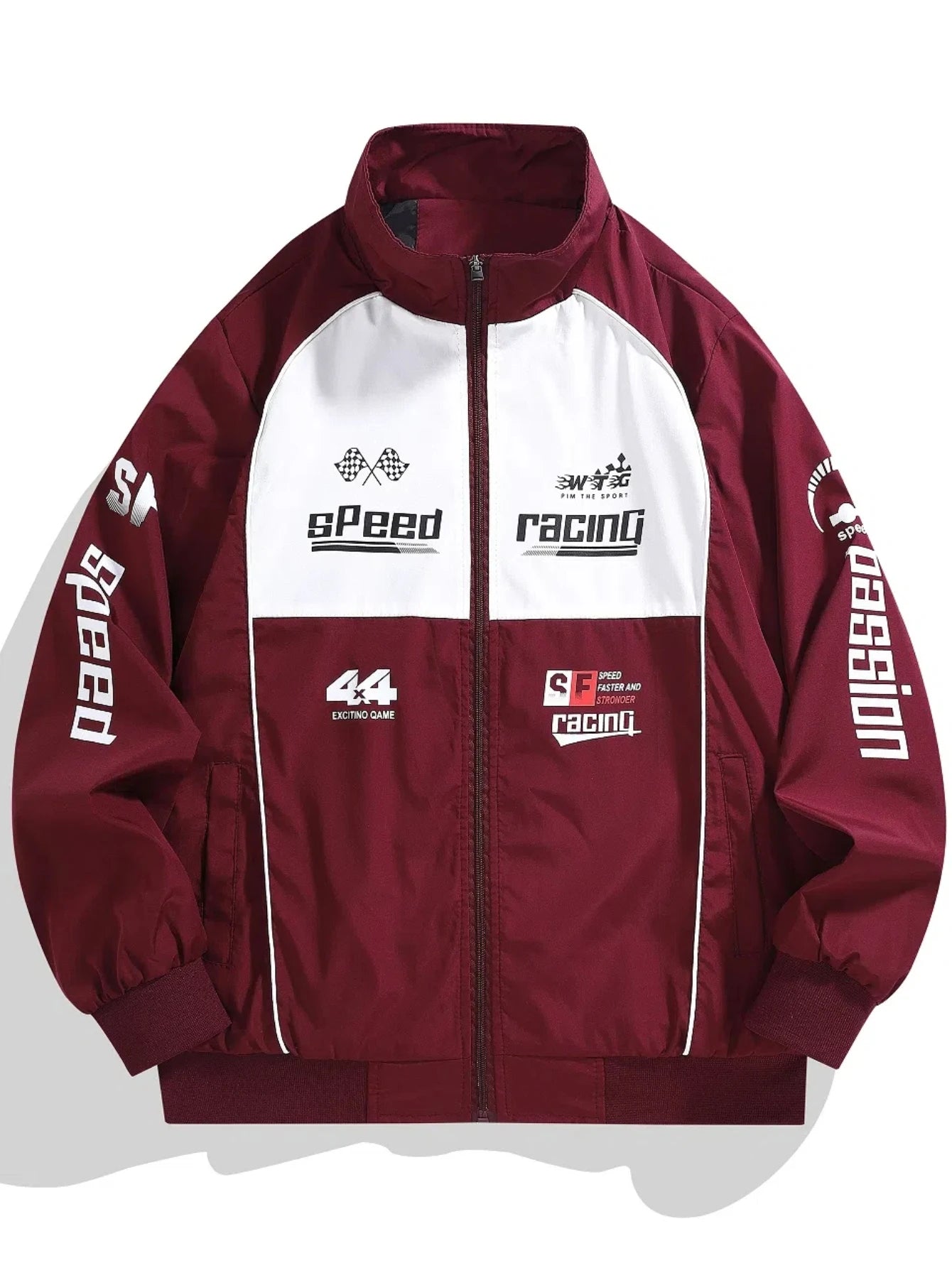 Men's Casual Sports Bomber Jacket - Racing Suit, Zipper Opening, Stand Collar, Long Sleeve with Letter Print - Perfect Matching Casual Wear